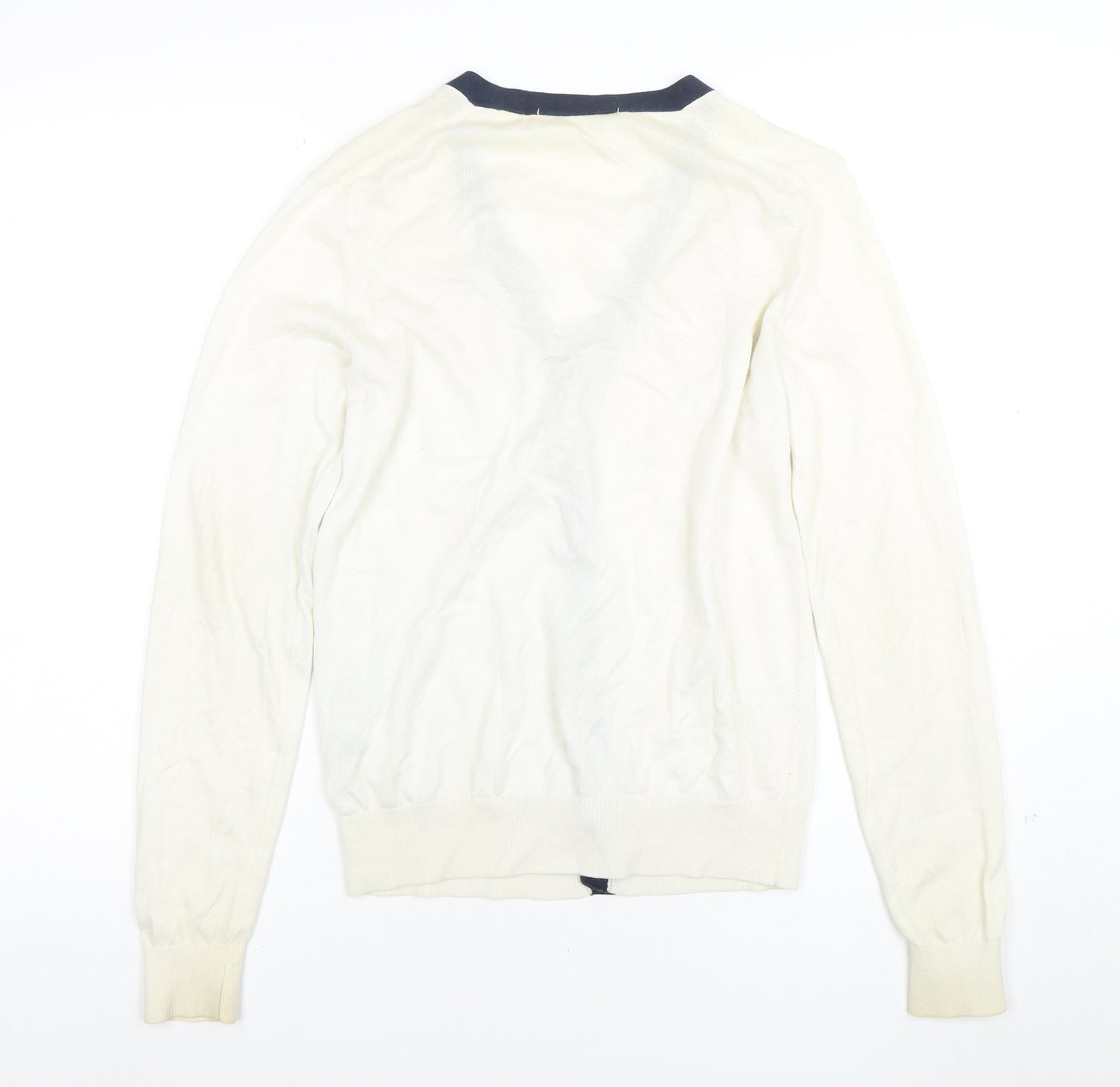 Uniqlo Women Ivory Cotton Cashmere Cardigan XS V-Neck Classic Style