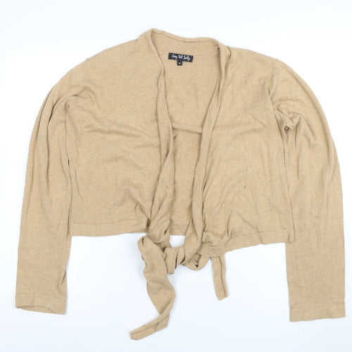 Long Tall Sally Women Beige Cotton Tie Front Cardigan Size 16