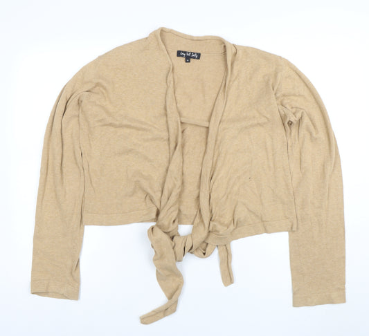 Long Tall Sally Women Beige Cotton Tie Front Cardigan Size 16