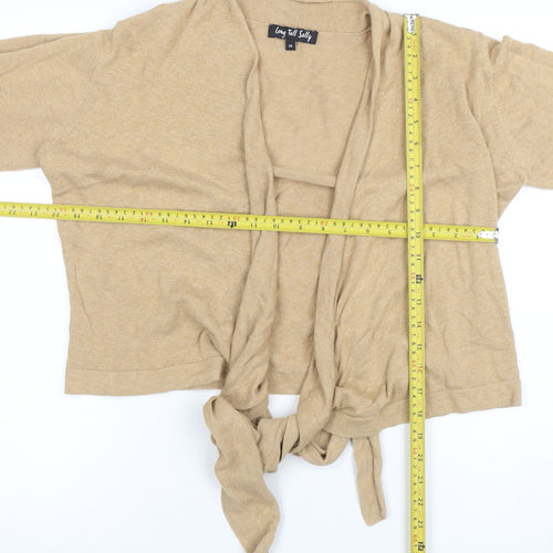 Long Tall Sally Women Beige Cotton Tie Front Cardigan Size 16