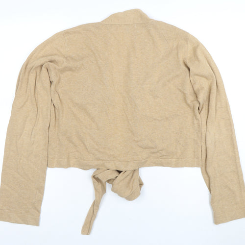 Long Tall Sally Women Beige Cotton Tie Front Cardigan Size 16