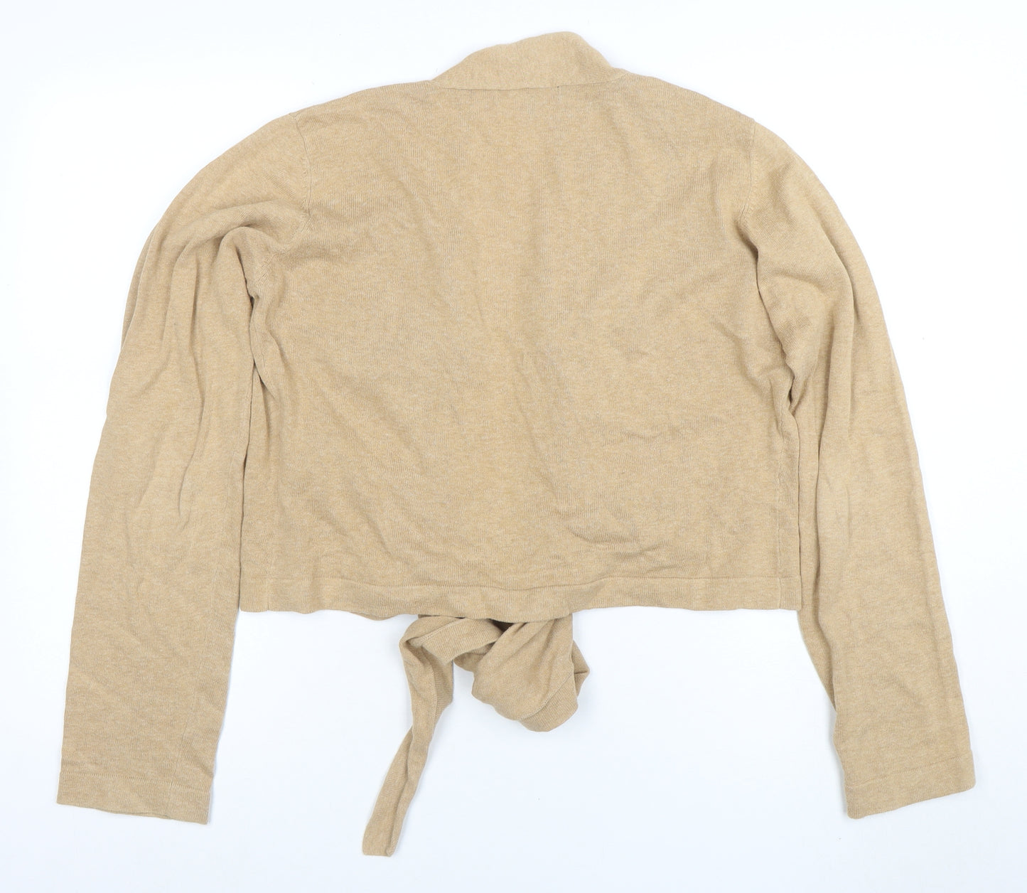 Long Tall Sally Women Beige Cotton Tie Front Cardigan Size 16