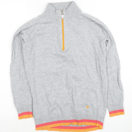 Whale of a Time Women Grey Wool Blend 1/4 Zip Jumper Size S