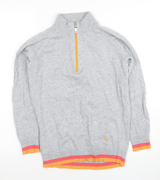 Whale of a Time Women Grey Wool Blend 1/4 Zip Jumper Size S