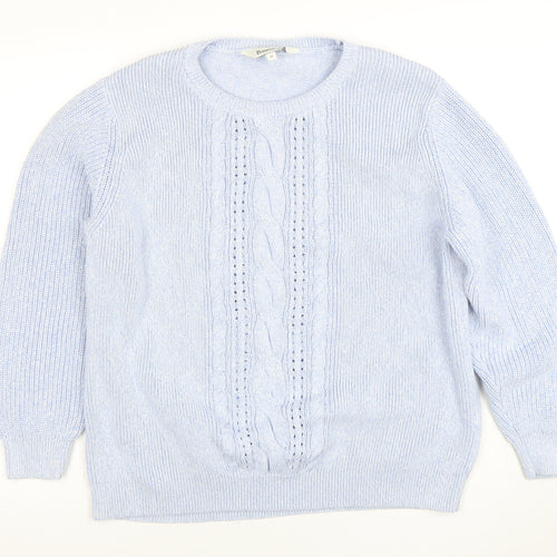Bonmarche Women’s Blue Cotton Cable-Knit Jumper Size 22
