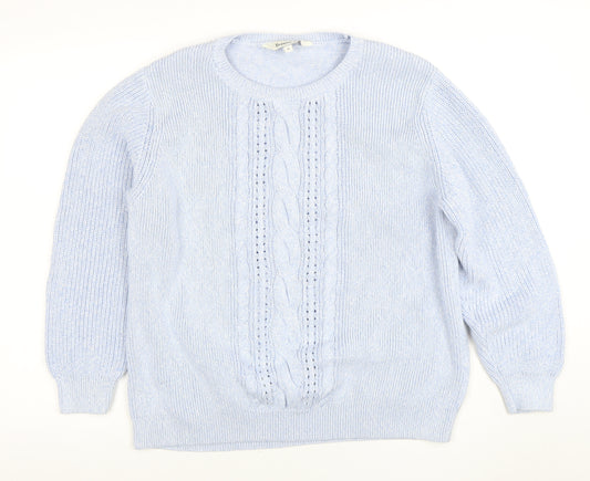 Bonmarche Women’s Blue Cotton Cable-Knit Jumper Size 22