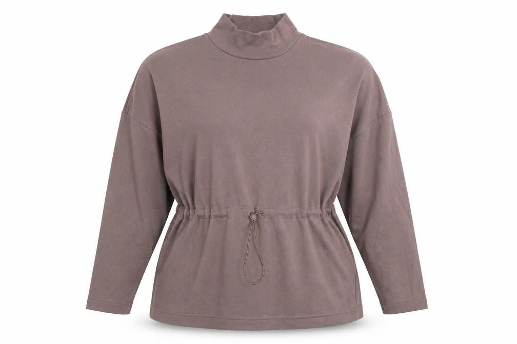 Front view of Marks & Spencer Women Brown, size 12, Tunic Sweatshirt with Drawstring