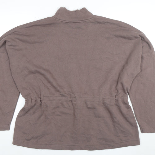 Marks and Spencer Women Brown Size 12 Tunic Sweatshirt with Drawstring