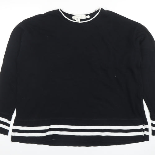L.O.G.G. Women Black Stripe Trim Pullover Sweatshirt L