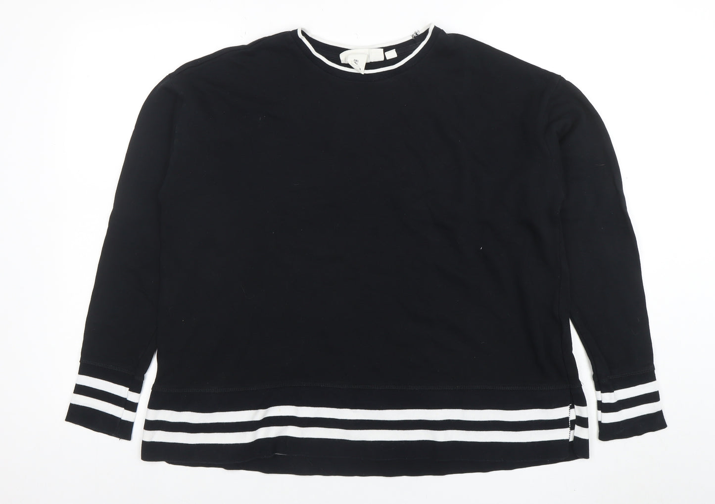 L.O.G.G. Women Black Stripe Trim Pullover Sweatshirt L