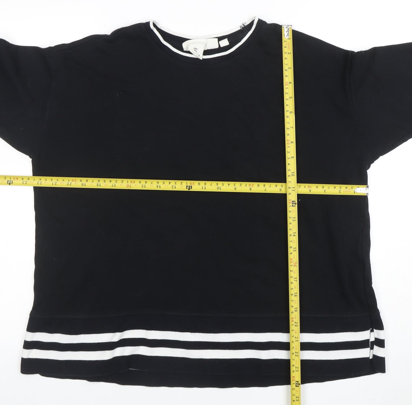 L.O.G.G. Women Black Stripe Trim Pullover Sweatshirt L