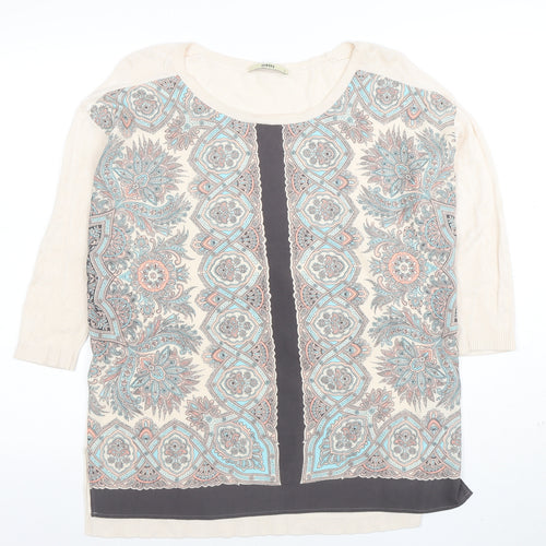 Oasis Womens Beige Paisley 3/4 Sleeve Tunic Blouse Size M