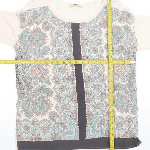 Oasis Womens Beige Paisley 3/4 Sleeve Tunic Blouse Size M