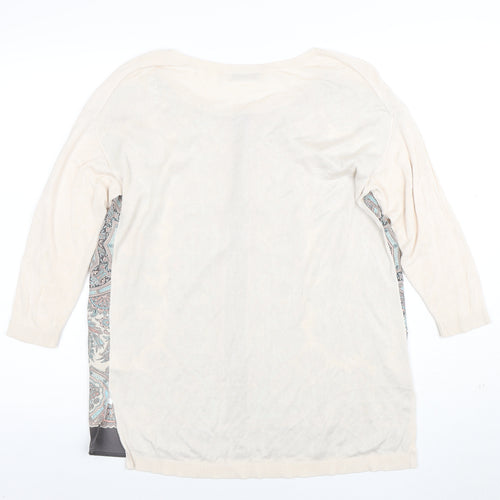 Oasis Womens Beige Paisley 3/4 Sleeve Tunic Blouse Size M