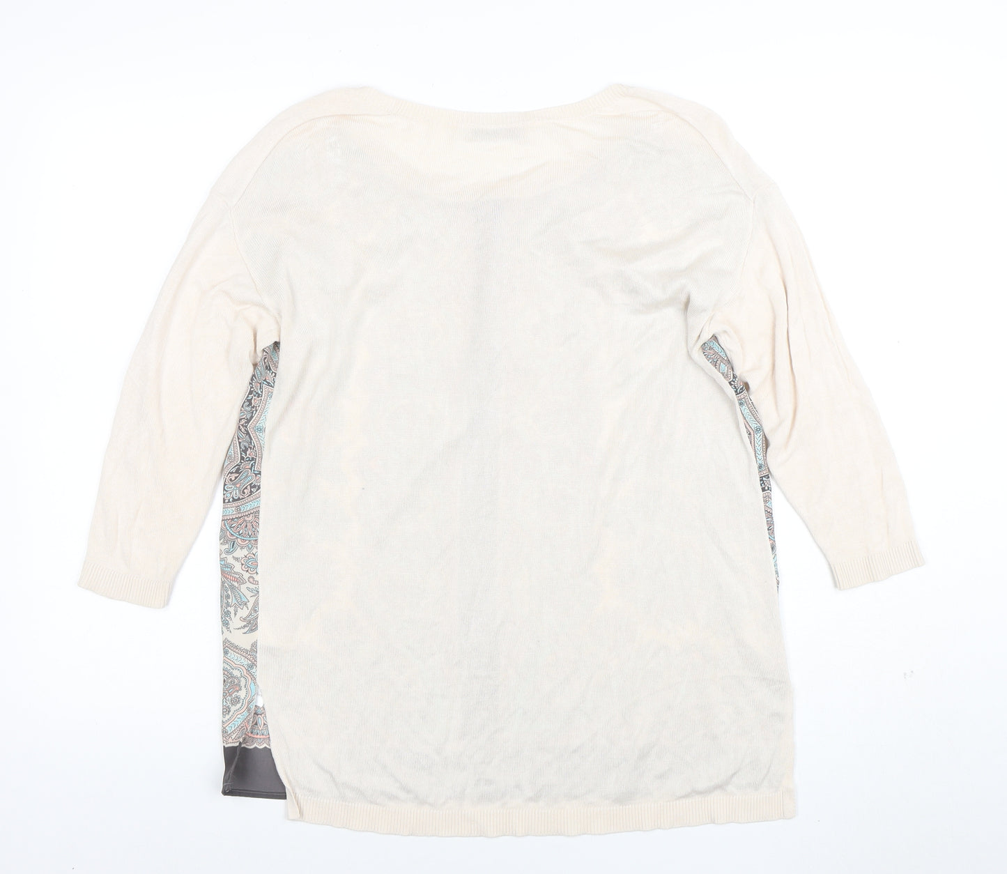 Oasis Womens Beige Paisley 3/4 Sleeve Tunic Blouse Size M