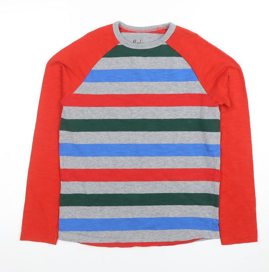 Boden Boys Multicoloured Striped Long Sleeve Cotton T-Shirt 11-12 Years