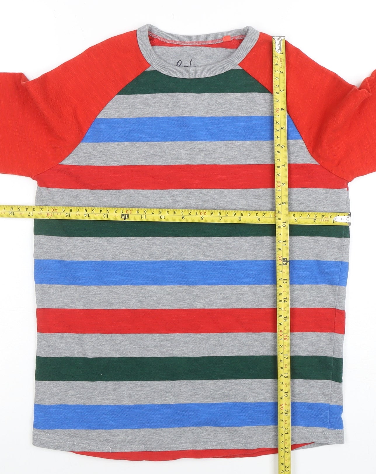 Boden Boys Multicoloured Striped Long Sleeve Cotton T-Shirt 11-12 Years