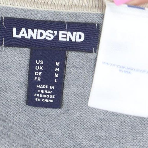 Lands' End Women's Multicoloured Cotton V-Neck Cardigan M