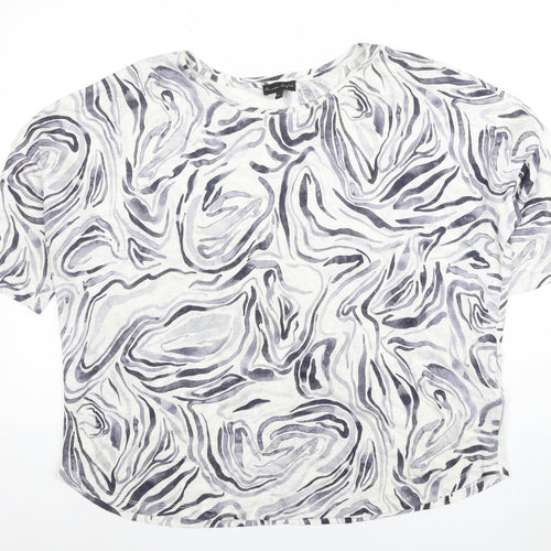 Phase Eight Women’s Grey Linen Animal Print Short Sleeve T-Shirt UK 16