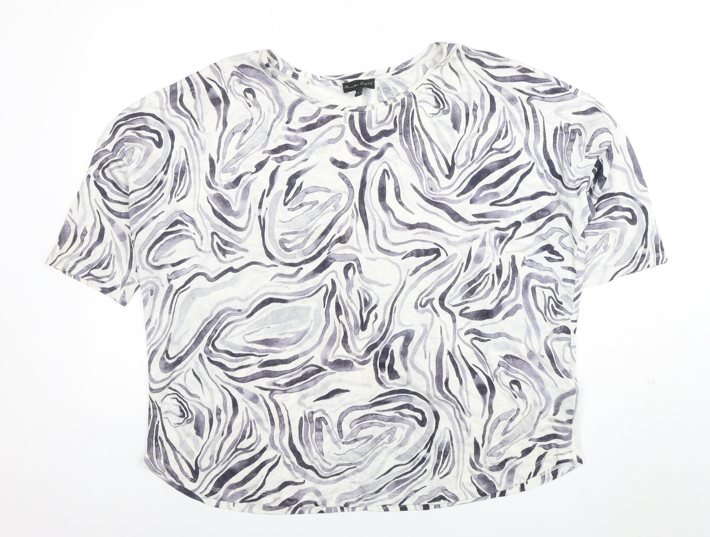 Phase Eight Women’s Grey Linen Animal Print Short Sleeve T-Shirt UK 16