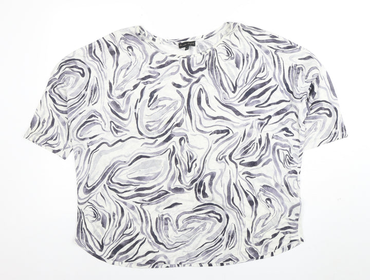 Phase Eight Women’s Grey Linen Animal Print Short Sleeve T-Shirt UK 16