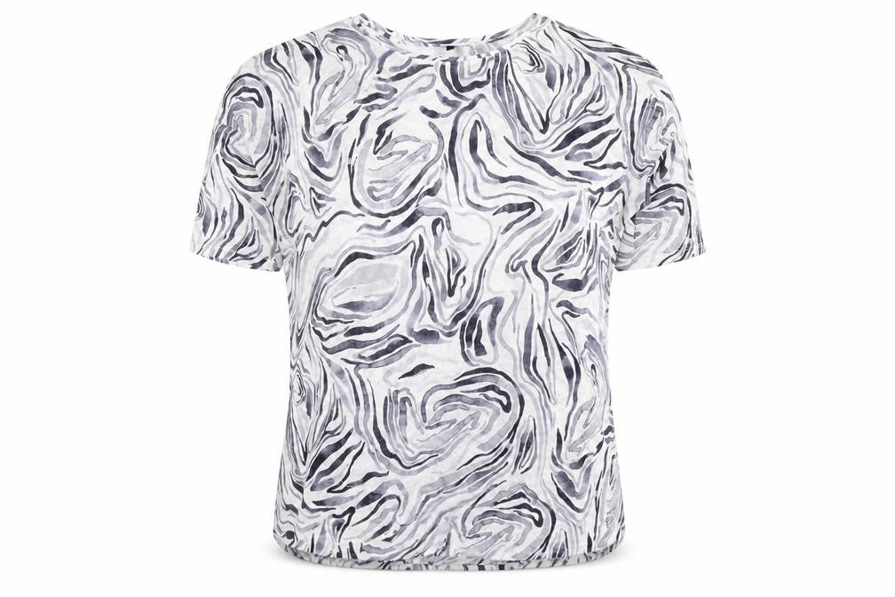 Phase Eight Women’s Grey Linen Animal Print Short Sleeve T-Shirt UK 16