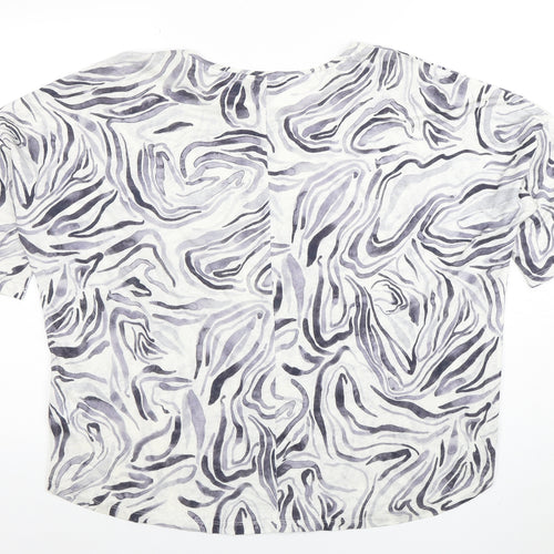 Phase Eight Women’s Grey Linen Animal Print Short Sleeve T-Shirt UK 16