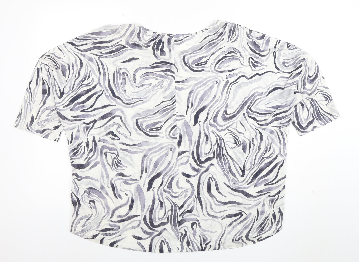 Phase Eight Women’s Grey Linen Animal Print Short Sleeve T-Shirt UK 16