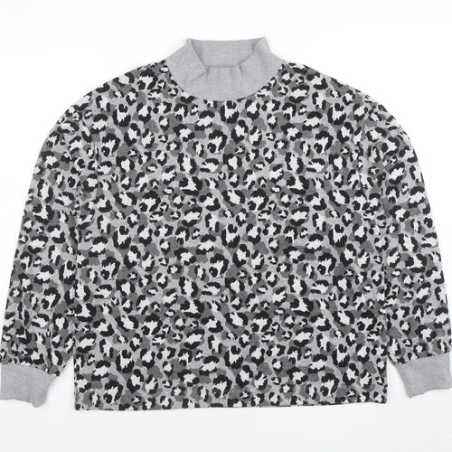 Marks and Spencer Women Grey Animal Print Long Sleeve Pullover Sweatshirt Size 14