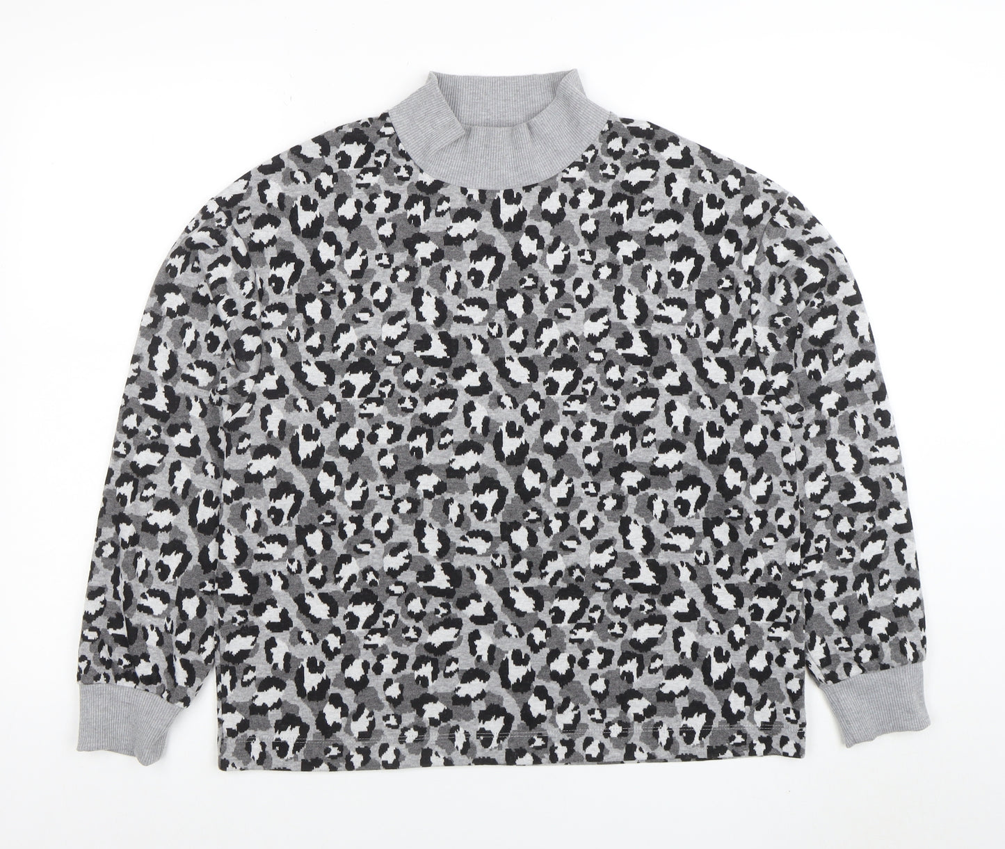 Marks and Spencer Women Grey Animal Print Long Sleeve Pullover Sweatshirt Size 14