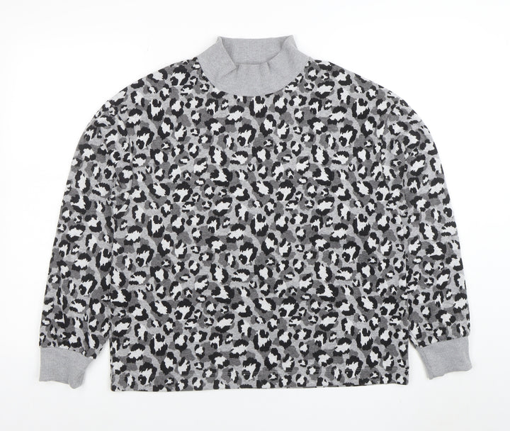 Marks and Spencer Women Grey Animal Print Long Sleeve Pullover Sweatshirt Size 14