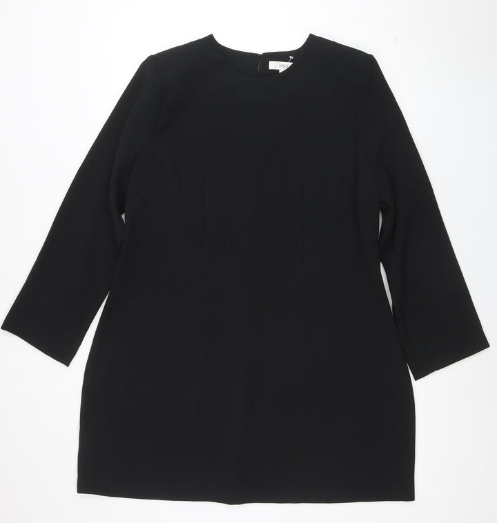 Marks and Spencer Women Black Size 20 Shift Knee Length Dress