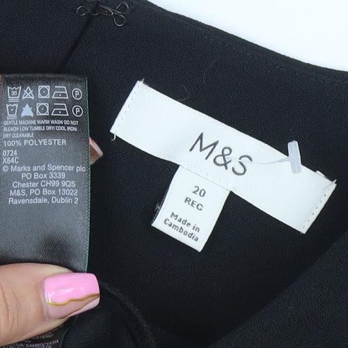 Marks and Spencer Women Black Size 20 Shift Knee Length Dress