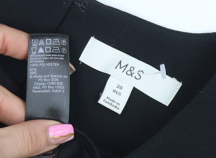 Marks and Spencer Women Black Size 20 Shift Knee Length Dress