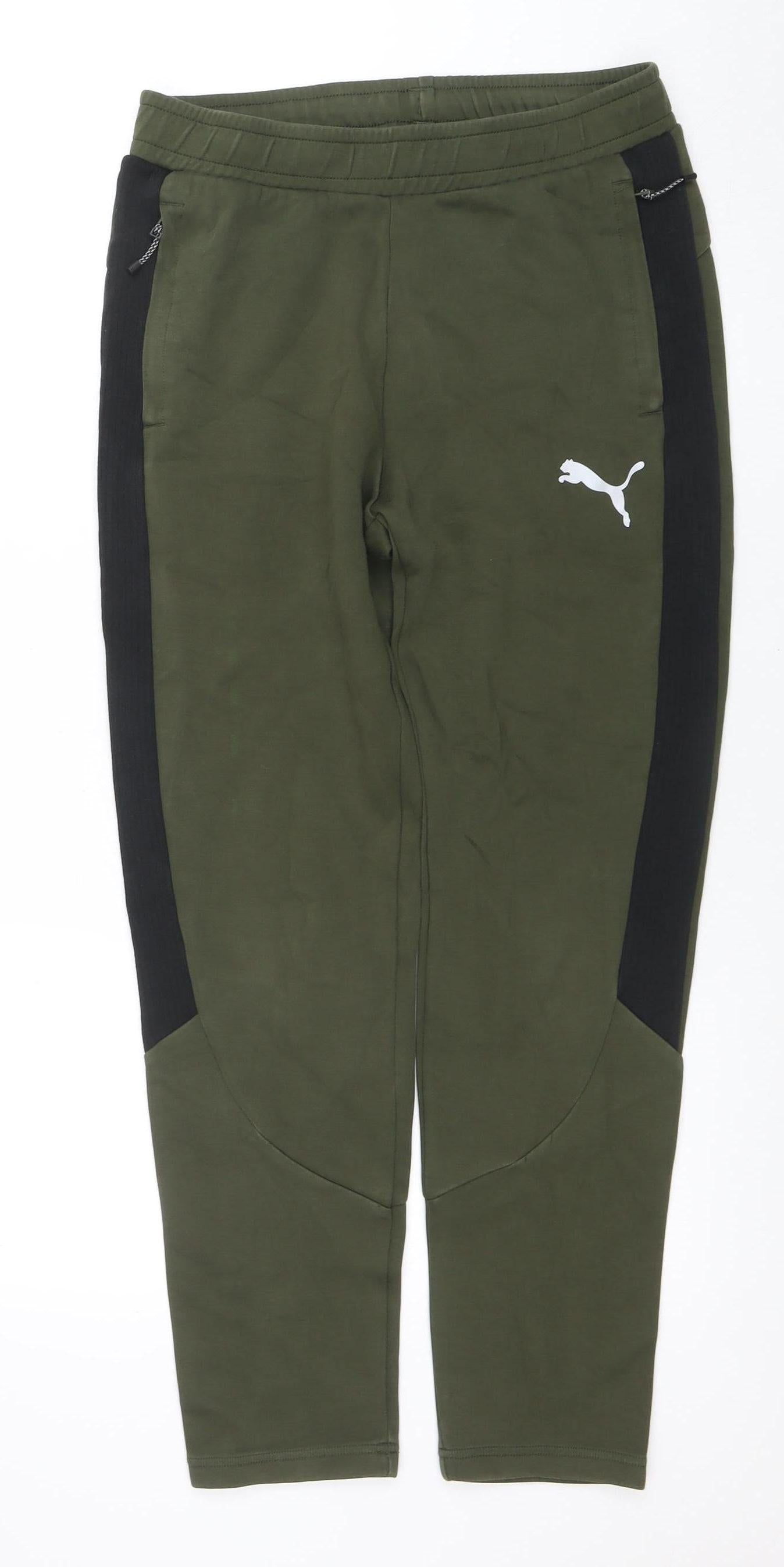 Puma Men Green Jogger Trousers Size M Regular Fit Activewear