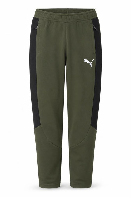Front view of Puma Men Green Jogger Trousers, size M, Regular Fit Activewear