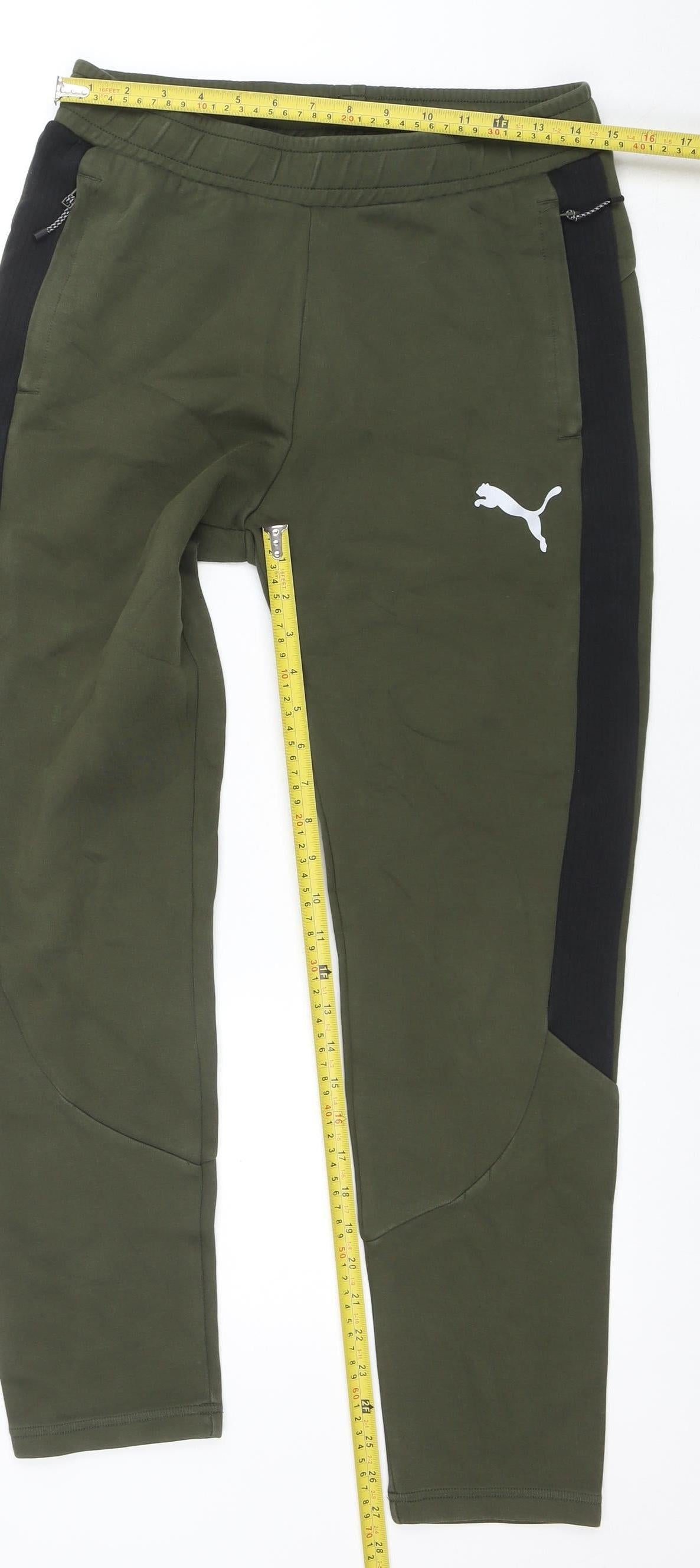 Puma Men Green Jogger Trousers Size M Regular Fit Activewear