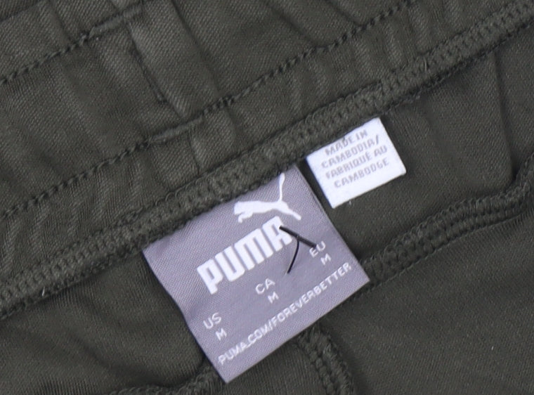 Puma Men Green Jogger Trousers Size M Regular Fit Activewear
