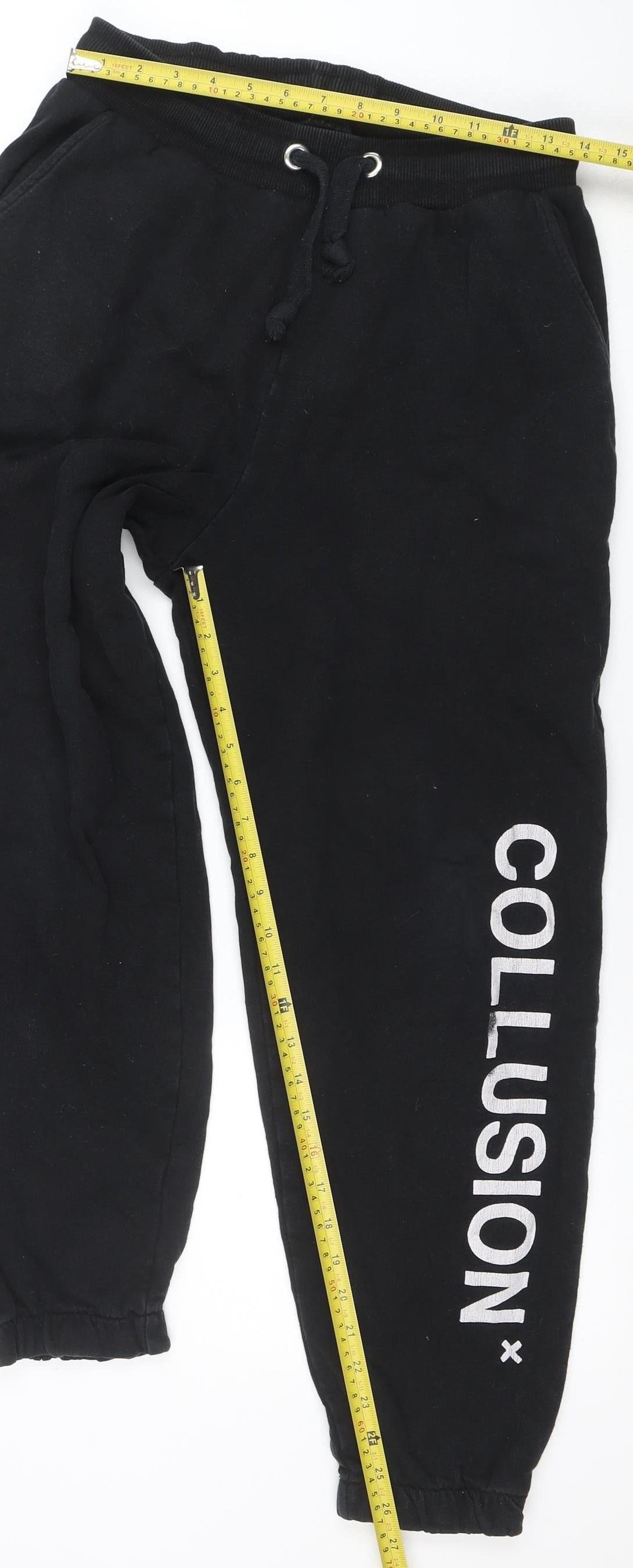 Collusion Men's Black Jogger Sweatpants Size S Relaxed Fit Fleece