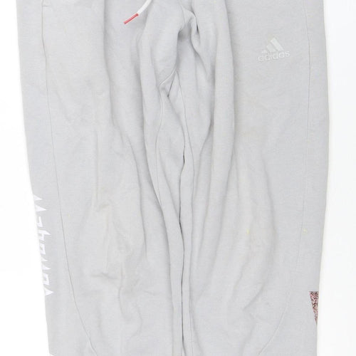 Adidas Men Grey Jogger Sweatpants M Regular Fit Cotton Blend