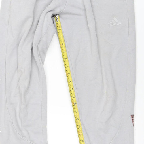 Adidas Men Grey Jogger Sweatpants M Regular Fit Cotton Blend