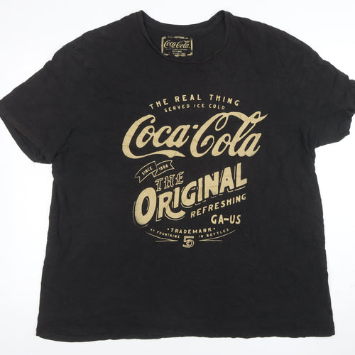 Tu Men’s Black Coca-Cola Graphic T-Shirt XXXL Cotton Crew Neck