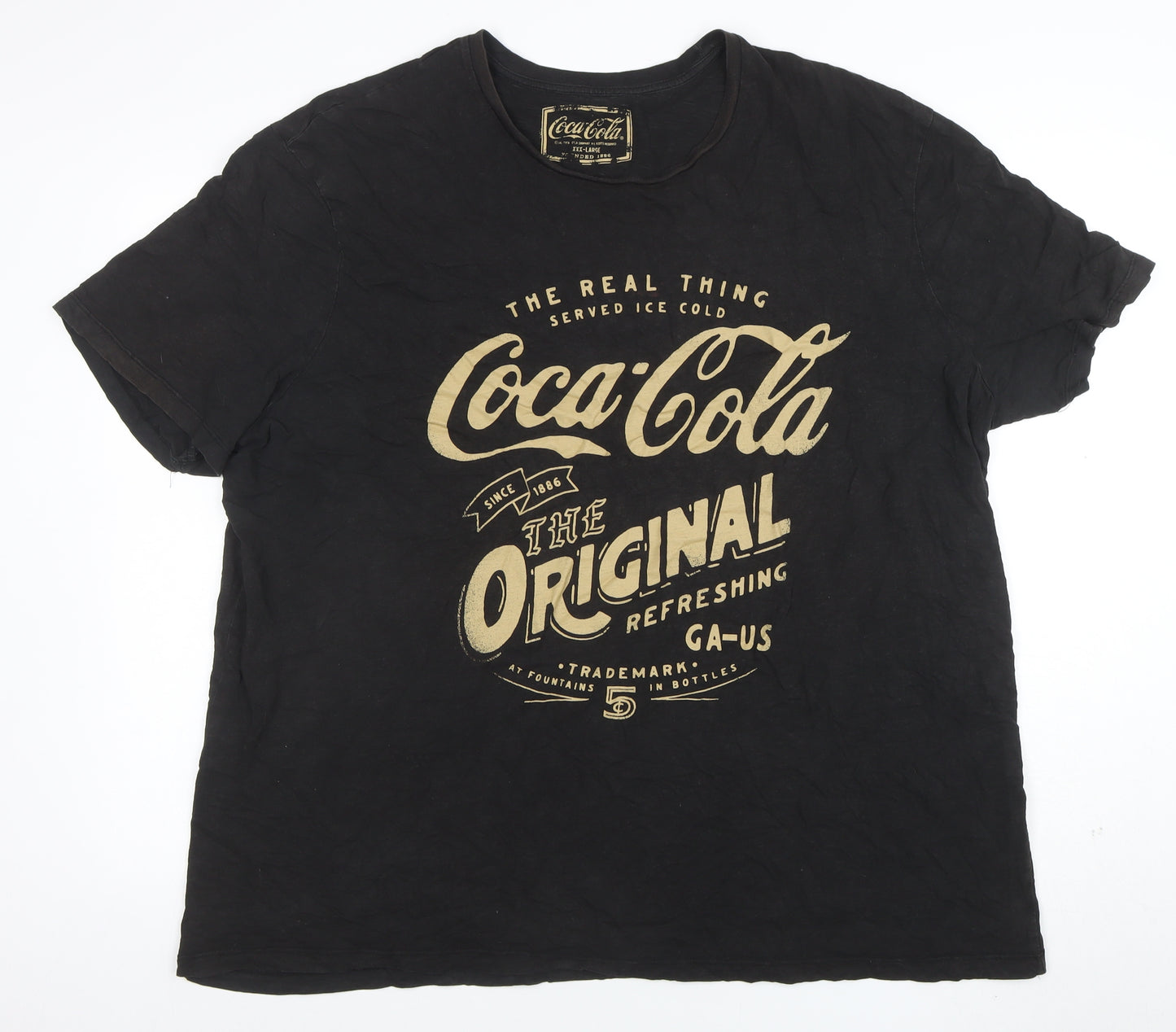 Tu Men’s Black Coca-Cola Graphic T-Shirt XXXL Cotton Crew Neck
