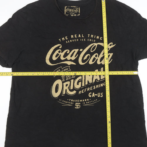 Tu Men’s Black Coca-Cola Graphic T-Shirt XXXL Cotton Crew Neck