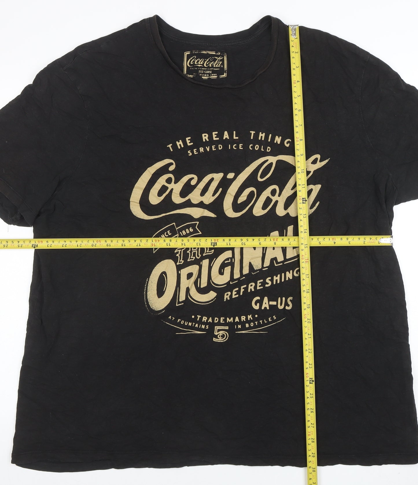 Tu Men’s Black Coca-Cola Graphic T-Shirt XXXL Cotton Crew Neck