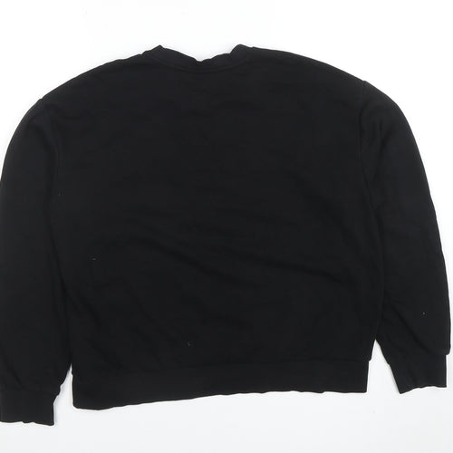 Bershka Women's Black Cotton Blend Pullover Sweatshirt Size S