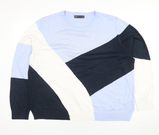 Marks and Spencer Women Multicoloured Size 18 Geometric Crew Neck Jumper