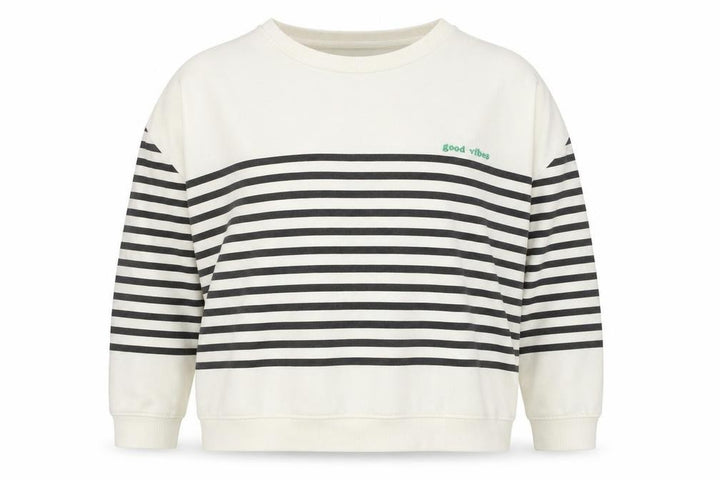 F&F Women Ivory Striped Pullover Sweatshirt Size 14 Regular Fit