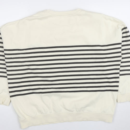 F&F Women Ivory Striped Pullover Sweatshirt Size 14 Regular Fit