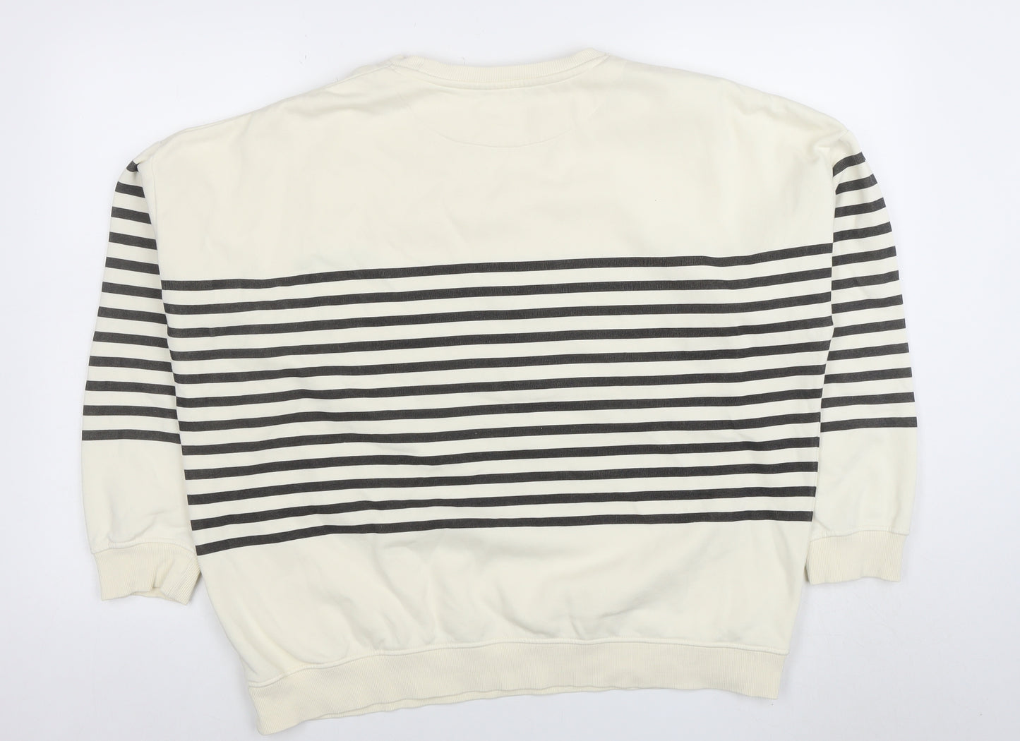 F&F Women Ivory Striped Pullover Sweatshirt Size 14 Regular Fit